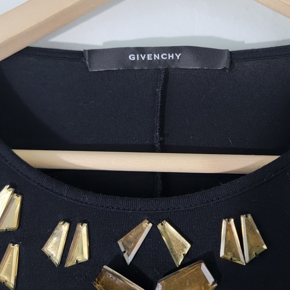 GIVENCHY Black Drape Embellished Top Sz M 3/4 Sleeve Goth Fairy Grunge Luxury - Picture 8 of 12